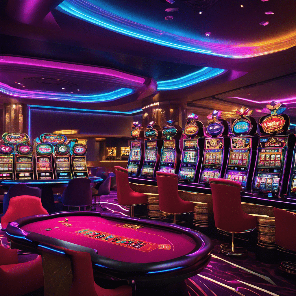 the essence of a revolutionary online casino experience with a vibrant, neon-lit image showcasing a sleek, modern interface