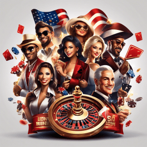 An image of a diverse group of American casino players, celebrating as they effortlessly enjoy their favorite games, surrounded by cutting-edge digital security features and a prominent "No KYC" banner, symbolizing the freedom and convenience of online gambling in the USA