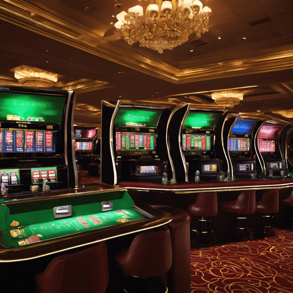 An image capturing a state-of-the-art ID scanner stationed at the entrance of a glamorous casino, seamlessly verifying IDs with precision